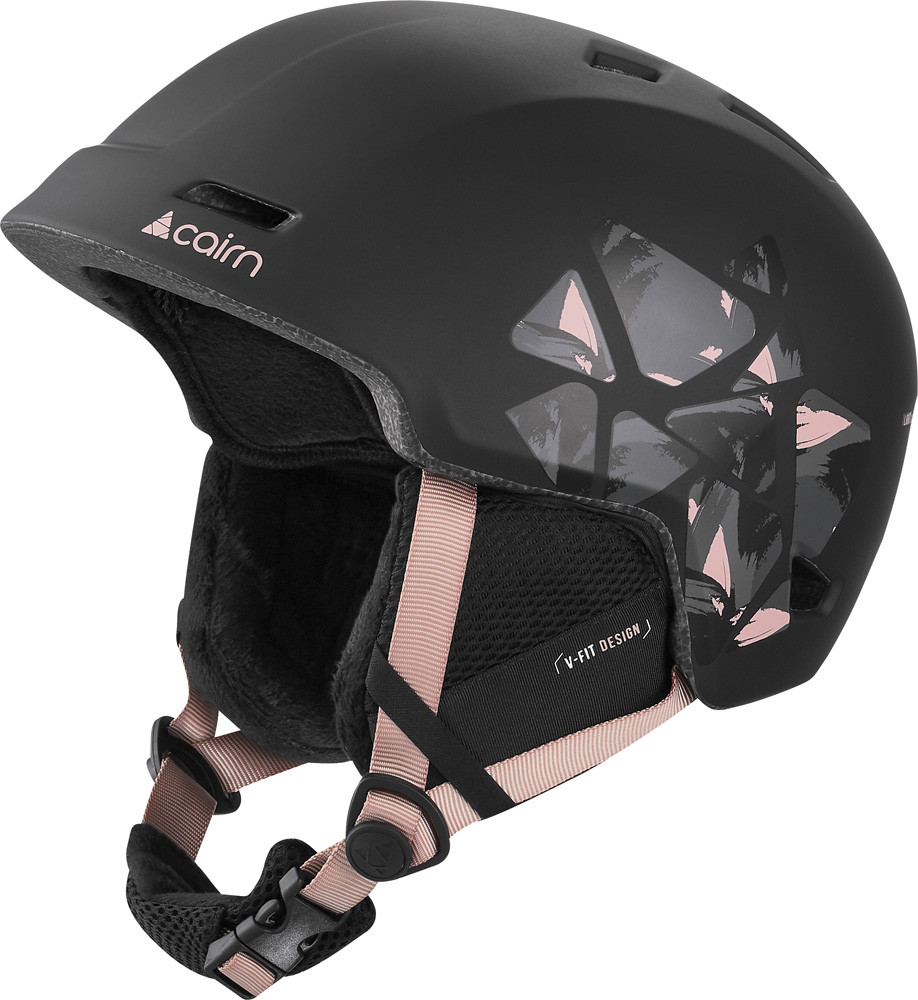 Горнолыжный защитный шлем Cairn Meteor black powder-pink leaf 59-60 (черный-персиковый) - фото 1 - id-p1284954228