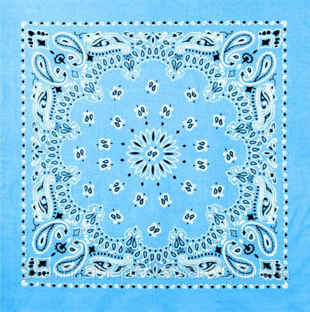 Бандана велика блакитна з класичним малюнком TRAINMEN BANDANAS 70х70 см