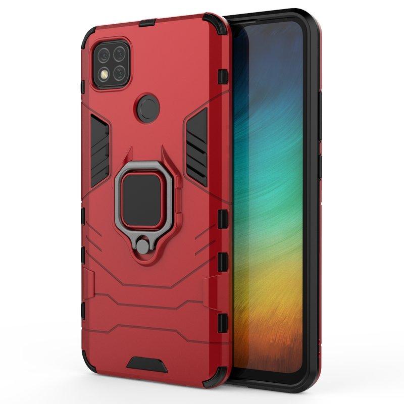 Чохол накладка для Xiaomi Redmi 9C - Hybrid armor 2.0 з кільцем і підставкою Червоний