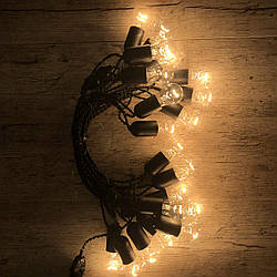 Ретро гірлянда для приміщень LedGO, 5 метрів 10 ламп розжарювання, чорна