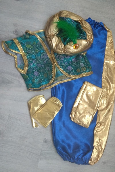 Карнавальний костюм Східний принц, аладин, Султан 110, синьо-зелений