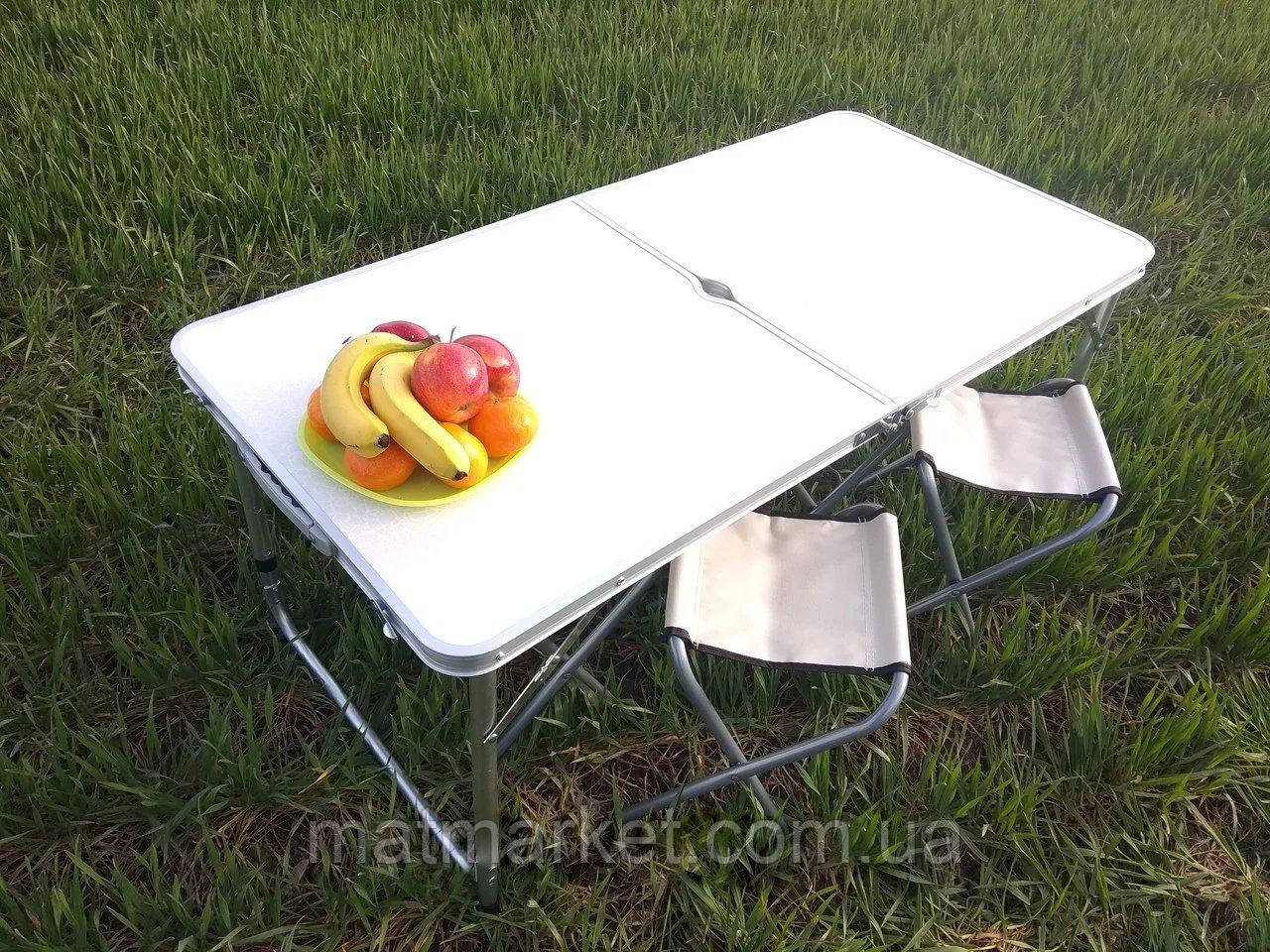Розкладний стіл для пікніка колір БІЛИЙ і 4 стільці для відпочинку на природі, для пікніка, для туризму., фото 1