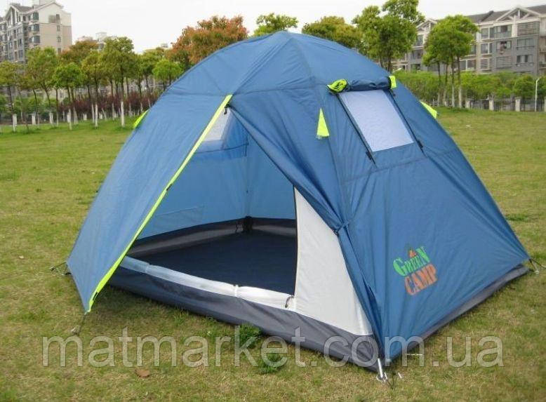 Зручний двомісний намет GreenCamp 1001 B. Двошаровий, непродувний, непромокальний намет кемпінговий., фото 1