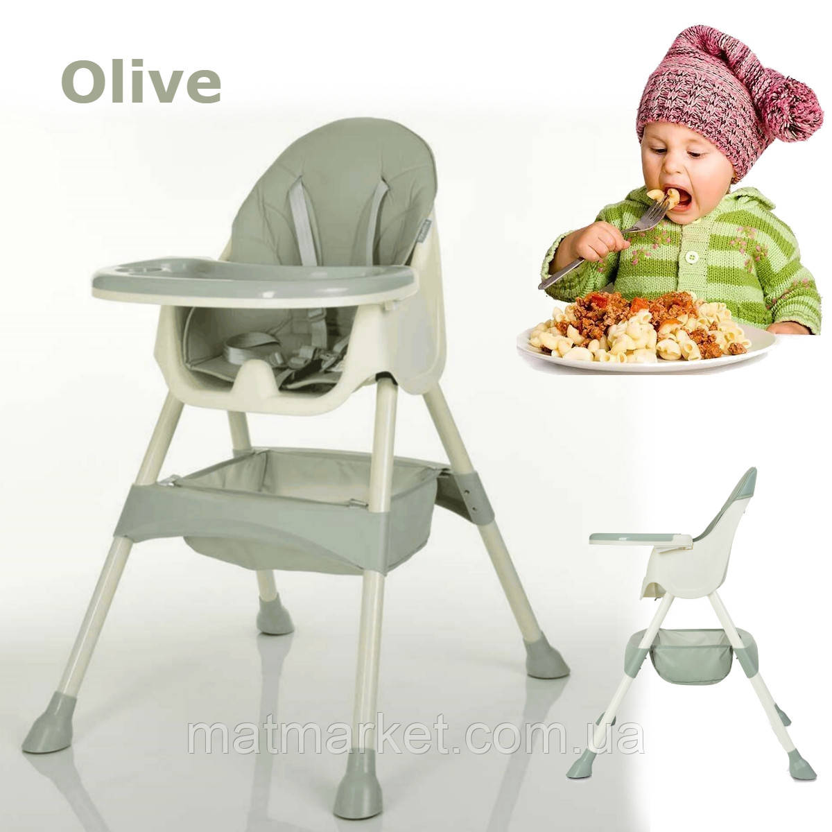 Дитячий стільчик для годування М 4136 Olive