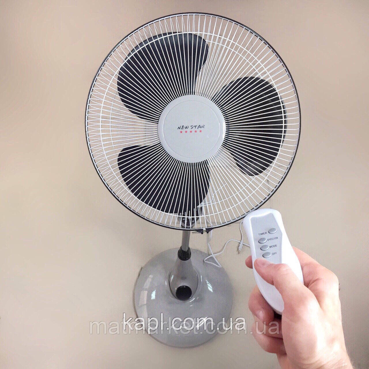 Підлоговий вентилятор З ПУЛЬТОМ і ТАЙМЕРОМ — New Star 16" — 100 Вт, фото 1