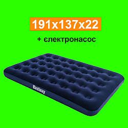 Надувний матрац Bestway 67287, 191 x 137 x 22 см з насосом 220 В. Надувний матрац