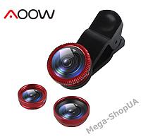 Об'єктив лінза для смартфона 3в1 - Macro, Fisheye lens, Wide-angle X4