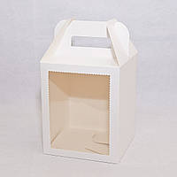Коробка для Пасхальной выпечки, пряничного домика, подарков с окном Белая 165*165*200