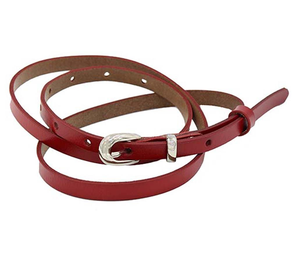 Жіночий вузький ремінь з натуральної шкіри кт220729 червоний, фото 1