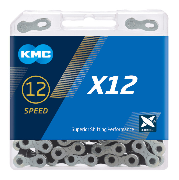 Ланцюг KMC X12 Silver/Black 12 швидкісних трансмісій велосипеда