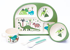 Набір дитячої бамбуковій посуду Stenson 5 предметів MH-2773-4 Динозаври (N010368)