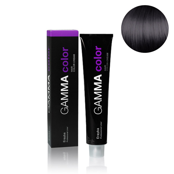 Стійка крем-фарба для волосся Erayba Gamma Color Haircolor Cream 1/00 Натуральний чорний 100 мл