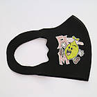 Дитяча багаторазова захисна маска Pitta чорного кольору з малюнком, фото 3