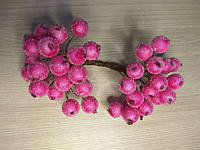 Калина в сахаре декоративная на проволоке для рукоделия, пучок 40 ягод (Калина розовая)