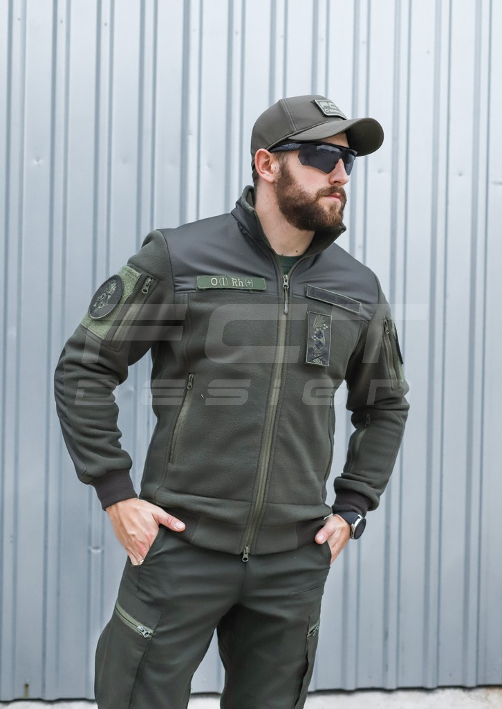 Кофта фліс тактична під гумку хакі, фото 1