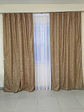 Готові штори з тканини льон блекаут з малюнком і підхватами Висота 2.7 м., фото 2