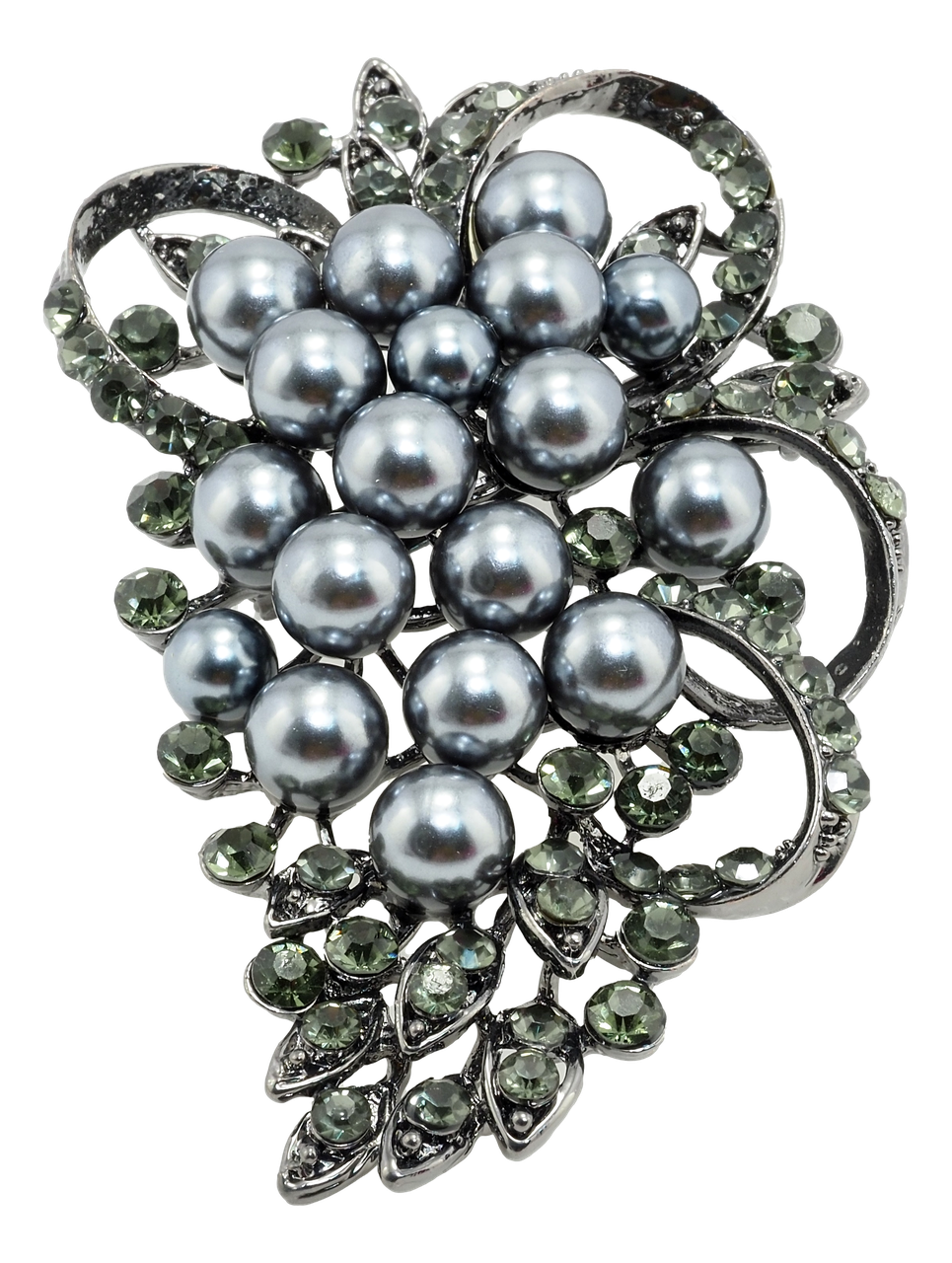 

Брошь "Виноградная гроздь с черным жемчугом и стразами"