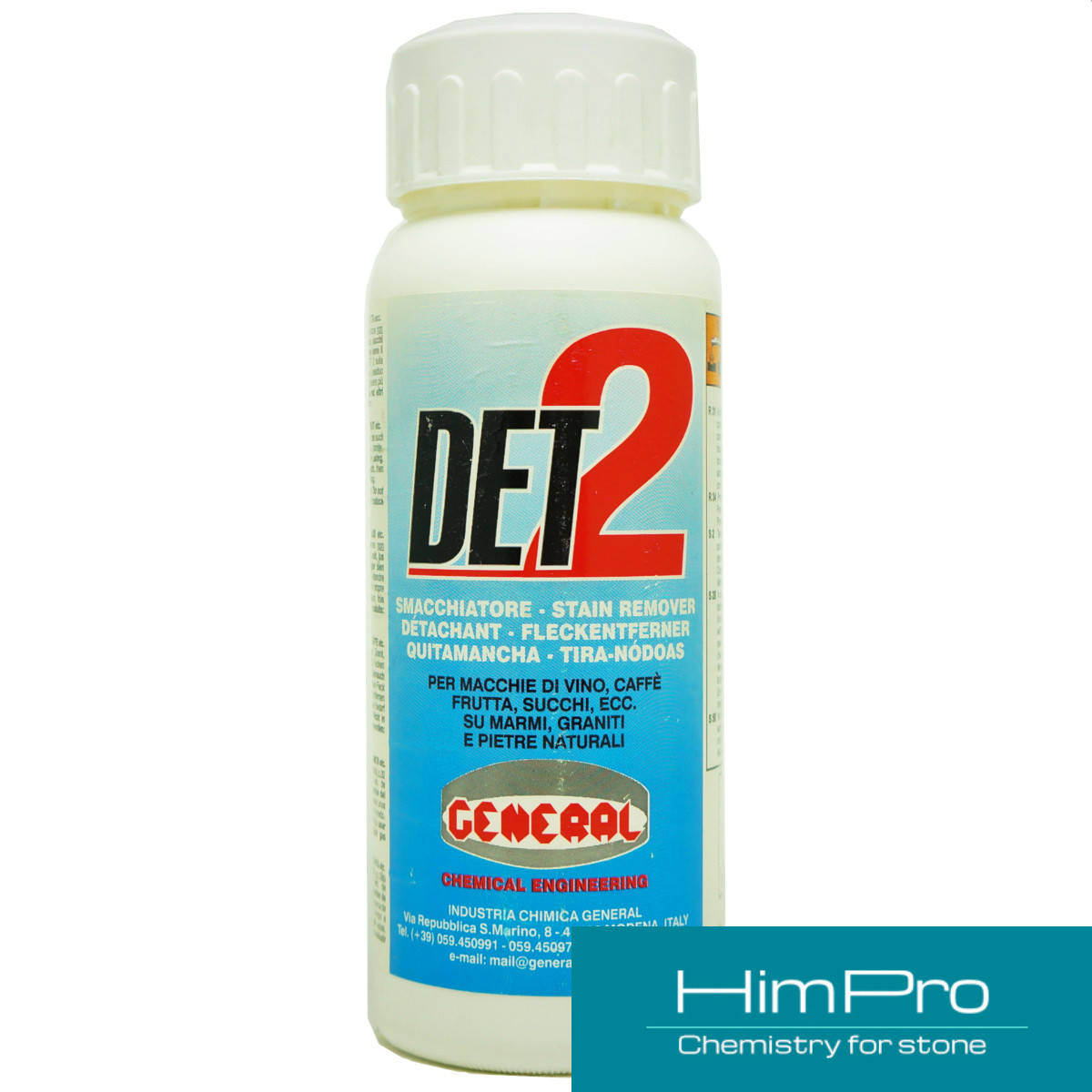 

DET2 0.5L General очиститель от кофе, вина, сока, овощей, никотина для мрамора, гранита, керамики
