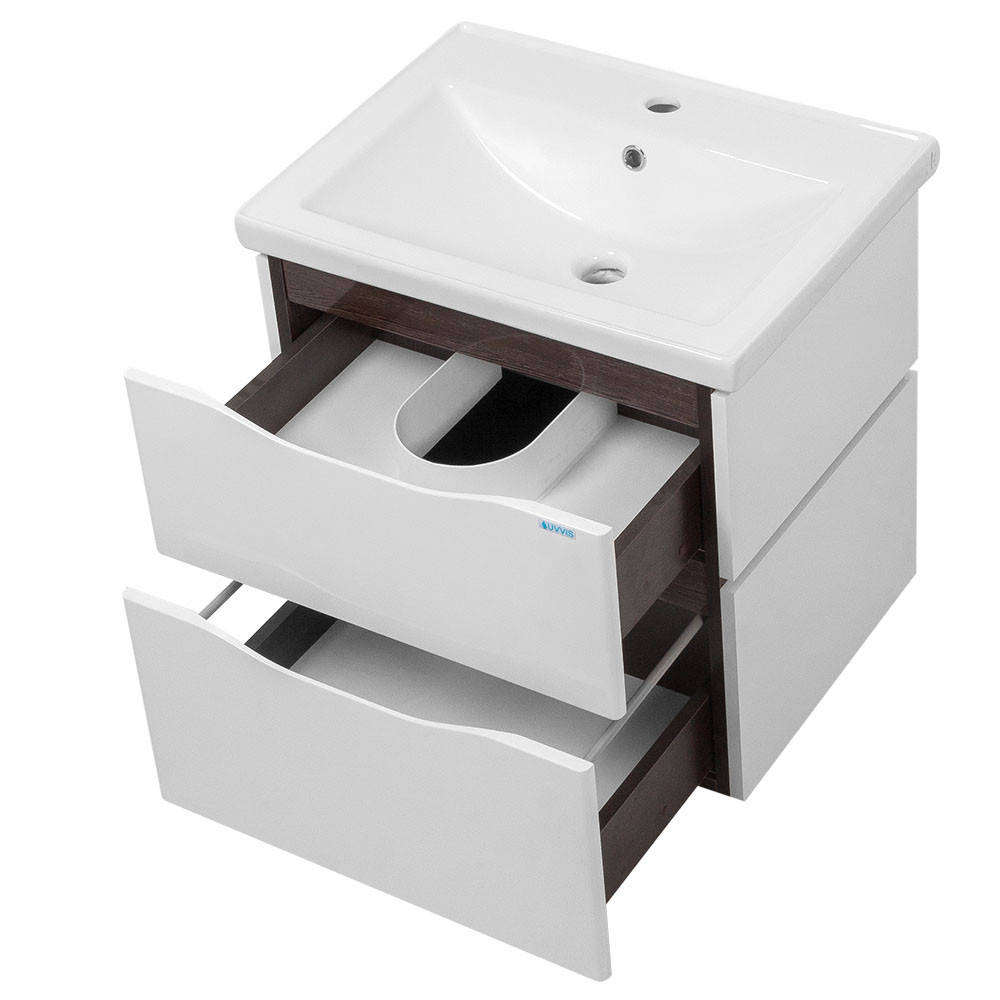

Тумба ЮВВИС для ванной комнаты 60 см белая подвесная СЕНАТОР с умывальником КАНТЭ