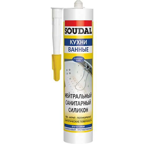 

Герметик силиконовый нейтральный санитарный белый (300мл Soudal)