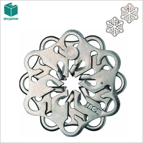 

Металлическая головоломка Снежинка Huzzle Snow 2 уровень