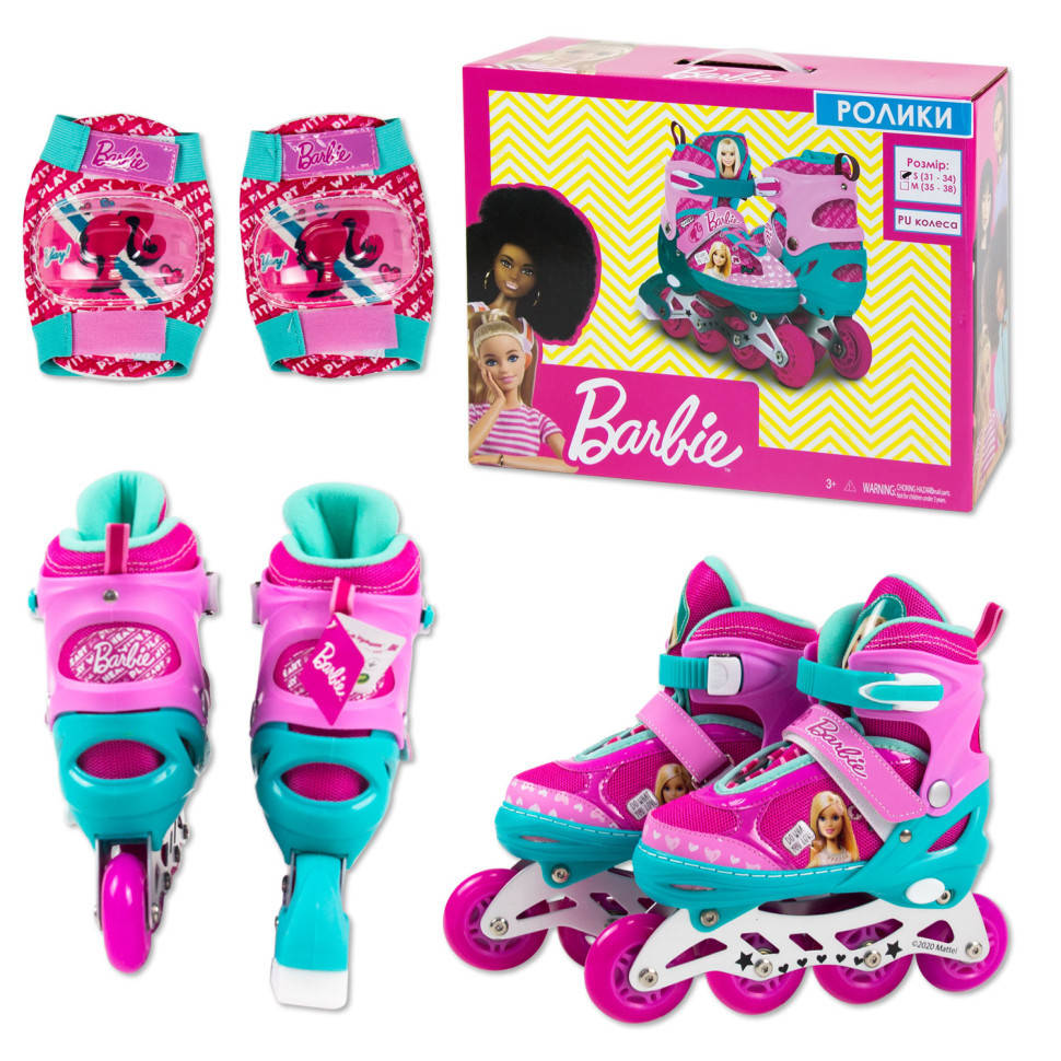 

Детские ролики RL2113 (RL7T) Barbie, размер S (31-34) с защитой, Разные цвета