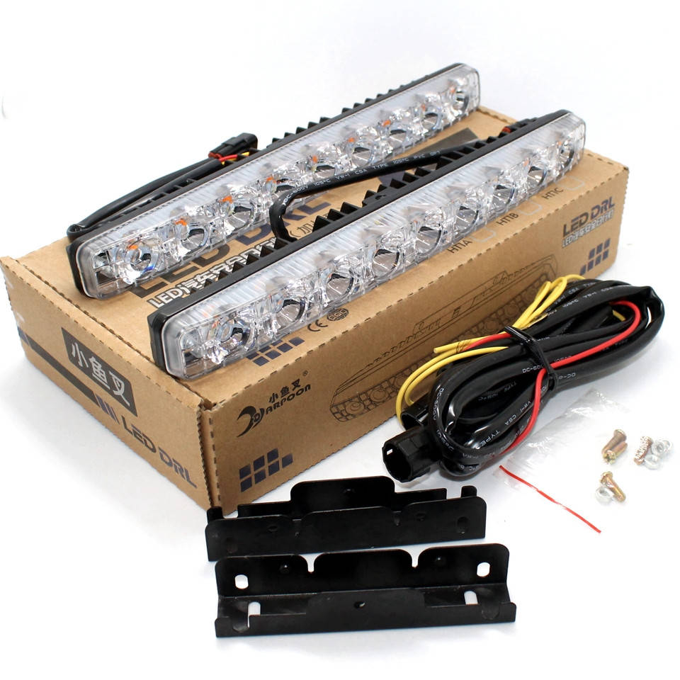 

Дневные ходовые огни для авто W900 9 Led Светодиодная фара ДХО лед свет DRL, Черный