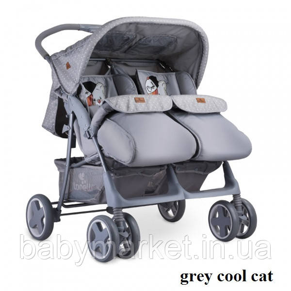 Коляска для двойни Lorelli TWIN (grey cool cat)