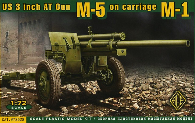 Пластикова модель 1/72 ACE 72528 Американська гармата U.S. 3inch anti-tank gun M-5 on carriage M-1