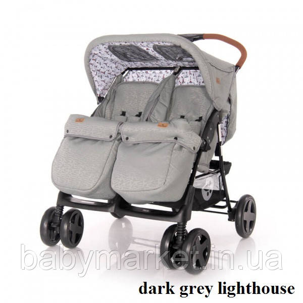 Коляска для двійні Lorelli TWIN (dark grey lighthouse)
