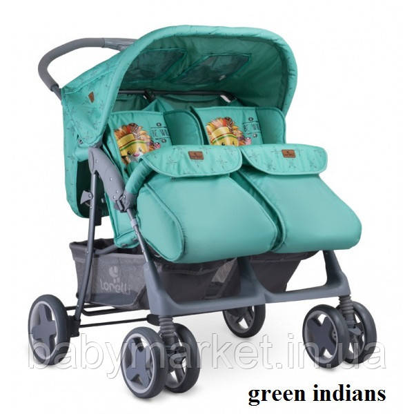 Коляска для двойни Lorelli TWIN (green indians)
