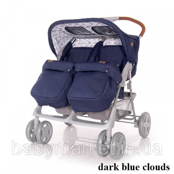 Коляска для двойни Lorelli TWIN (dark blue clouds)