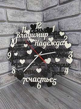 Іменний дерев'яний годинник зі слів ф40см