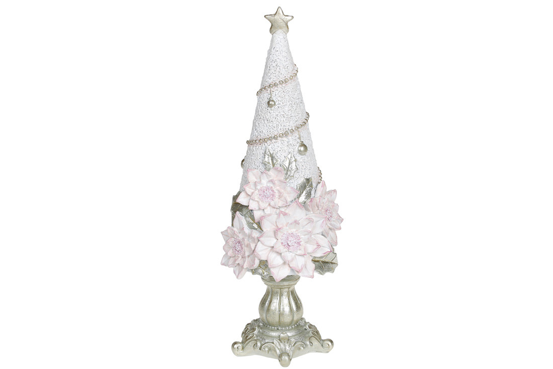Декоративна статуетка Ялинка у квітах, 29 см, колір рожевий із шампаню, фото 1
