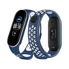 Ремінець для Xiaomi Mi Band 5 / Mi Band 6 силіконовий Sport style Blue-White