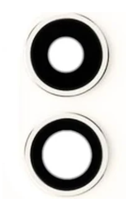 Скло камери для iPhone 11, сріблясте + кільце, комплект 2 шт.