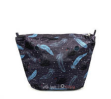 Джинсова підкладка для сумки mini, Пір'я темна