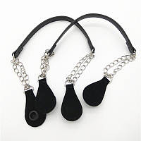 Плоскі ручки на ланцюжку із замшевою краплею 70 см, чорні