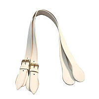 Плоскі ручки 65 см з еко-шкіри з пряжкою, айворі