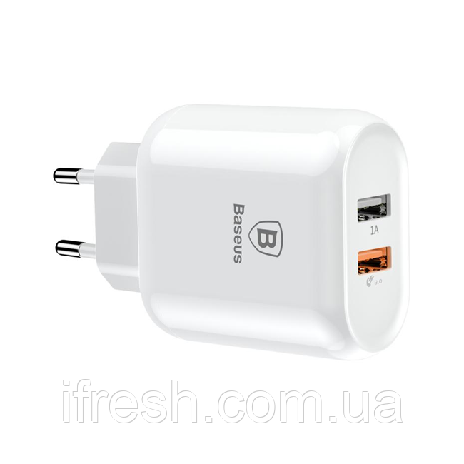 Сетевое ЗУ Baseus Bojure Series Dual-USB quick charger EU 23W, White (CCALL-AG02)