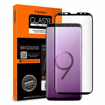 Захисне скло Spigen для Samsung Galaxy S9 Plus Full Cover, Black (593GL22907)