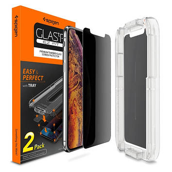 Захисне скло Spigen для iPhone X/XS EZ FIT GLAS.tR Privacy, 2 шт. (063GL25686)