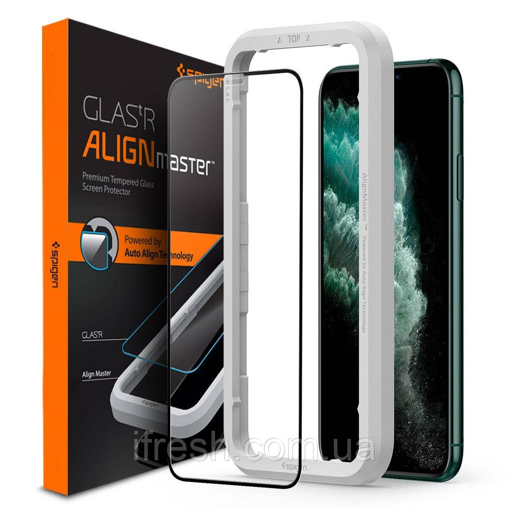 Захисне скло Spigen для iPhone 11 Pro Max | XS Max - Glas.tR AlignMaster (1 шт), Black (AGL00098)