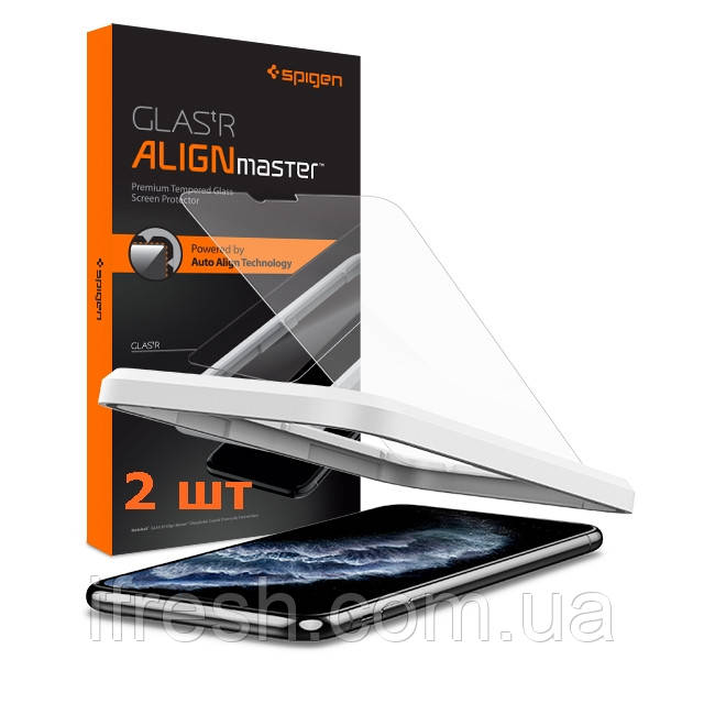 Захисне скло Spigen для iPhone XS/X Align Master (2 шт.) (AGL00113)