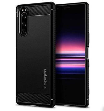 Чохол Spigen для Sony Xperia 5 Case Rugged Armor, Black (ACS00369)