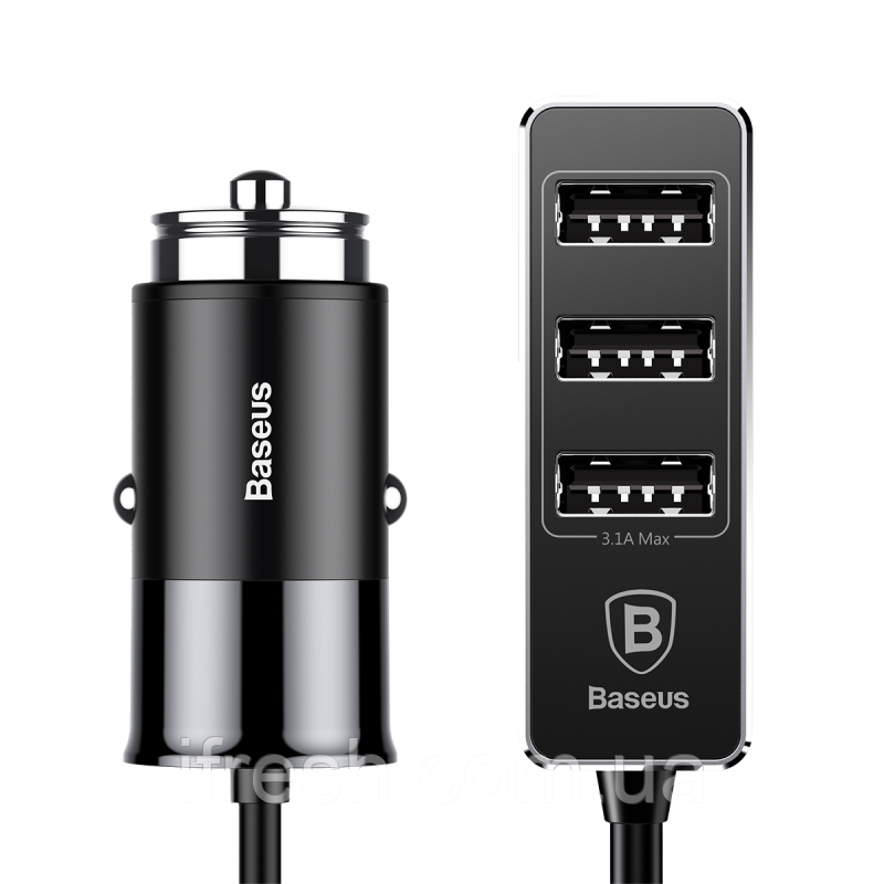 АЗУ Baseus Enjoy Together Four Interfaces Output Patulous Car Charger 5.5A, Black (CCTON-01)