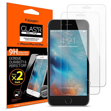 Захисне скло Spigen для iPhone 6S Plus/6 Plus (013GL20146) + Безплатна наклейка