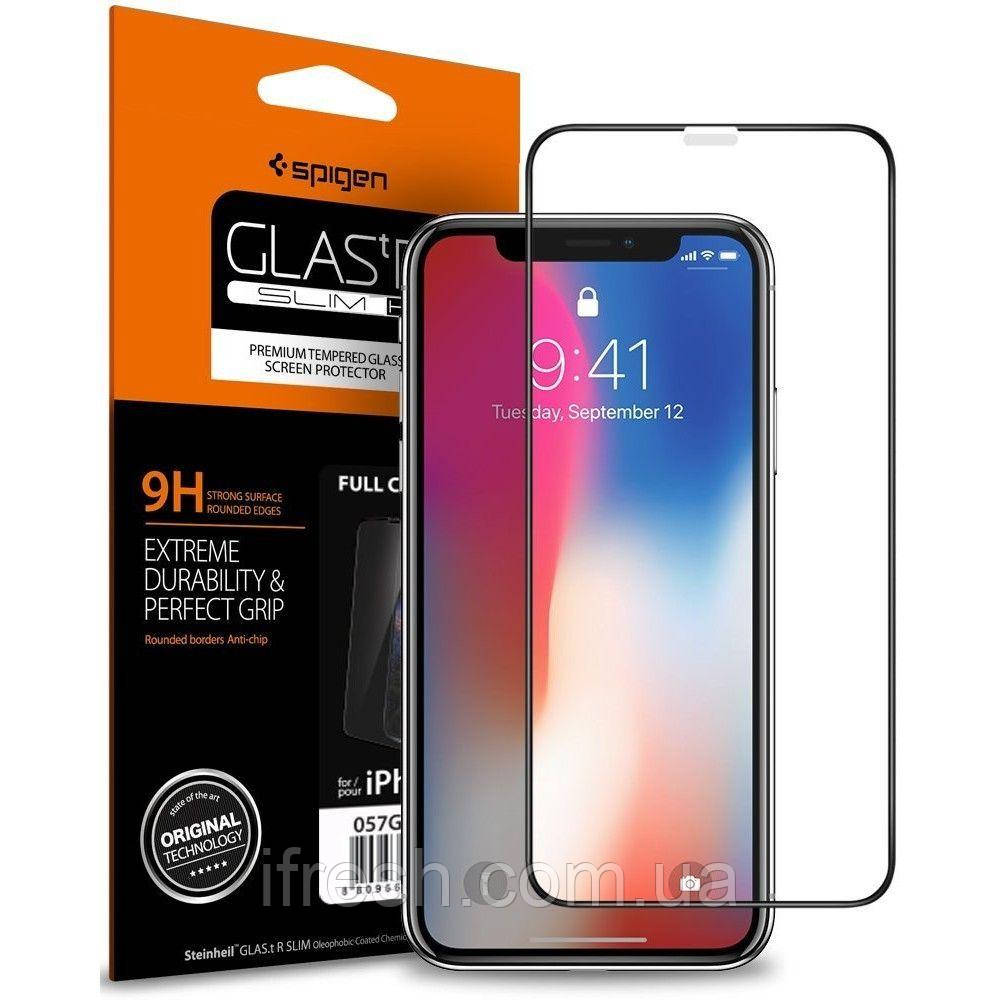 Захисне скло Spigen для iPhone XS/X Full Cover (063GL25234)