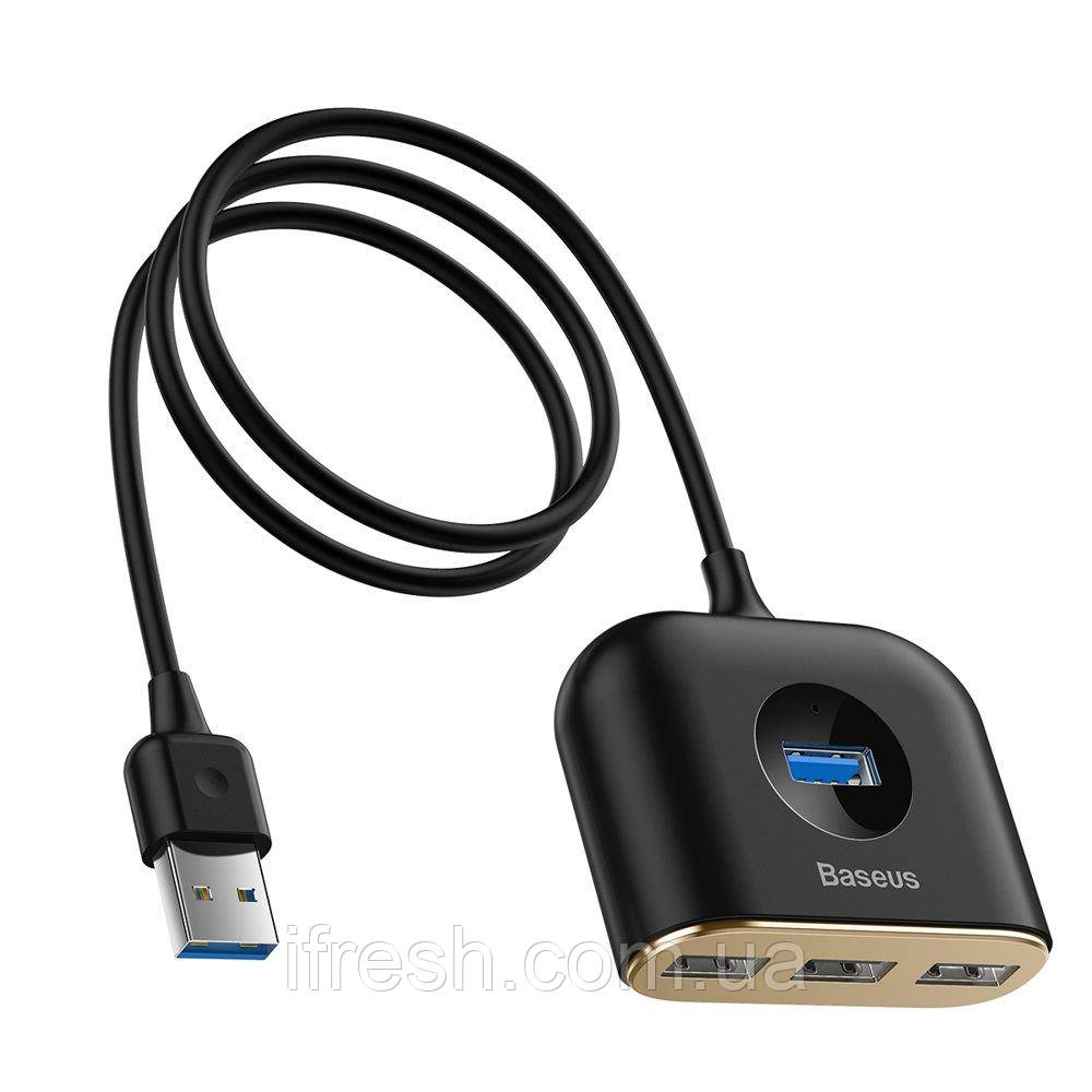 Переходник Baseus Square round 4 in 1 USB HUB (USB3.0 to USB3.0*1+USB2.0*3) 1m, Black (CAHUB-AY01)