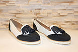 Туфли лоферы женские белые с черным Т1047, фото 4